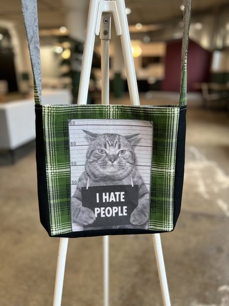 I hate paople cat crossbody bag