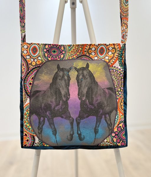 Rainbow horses Tshirt crossbody bag 