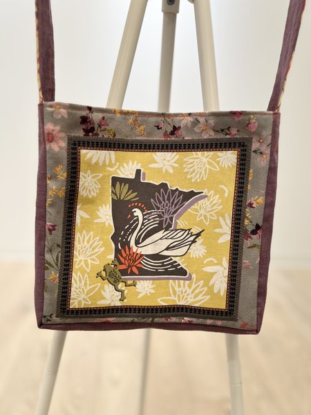 Minnesota swan and frog crossbody bag