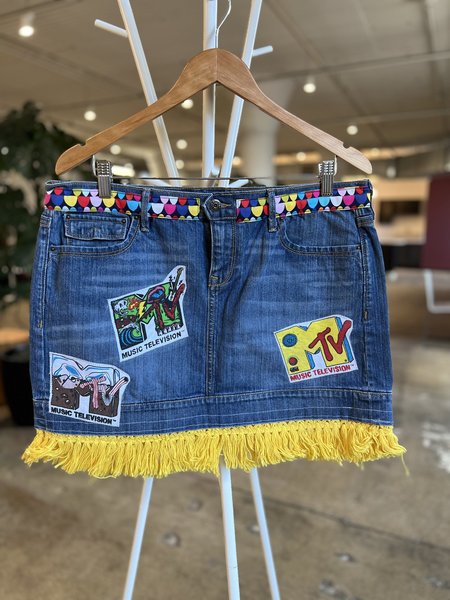 MTV yellow fringe altered skirt