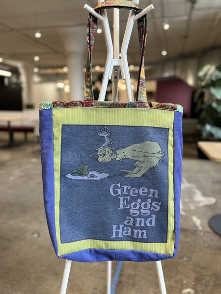 Green eggs and ham tshirt market bag