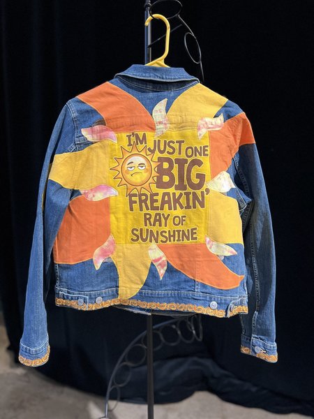 Freaking sunshine collage patchwork Jean jacket