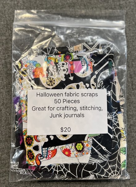 Halloween fabric scraps 50 pieces