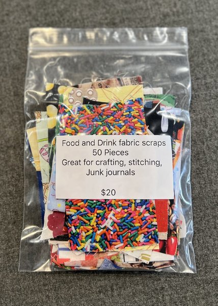 Food and drink fabric scraps 50 pieces