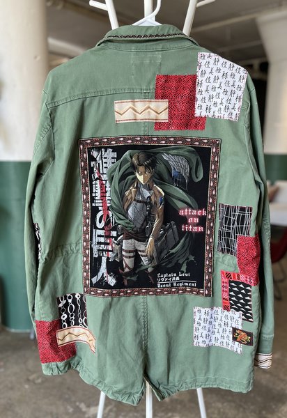 Attack on Titan Captain Levi upcycled patchwork collage jacket