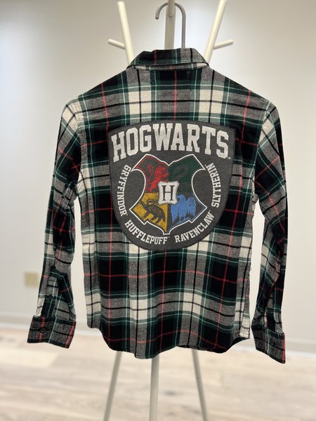 Hogwarts crest altered shirt kids M green