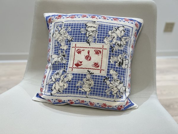 Dancing chef vintage tea towel pillow