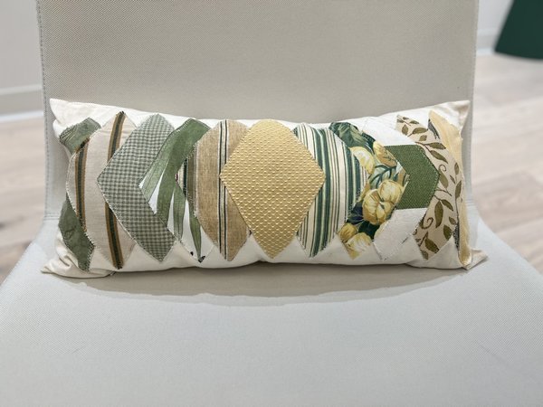Yellow and green diamond pillow