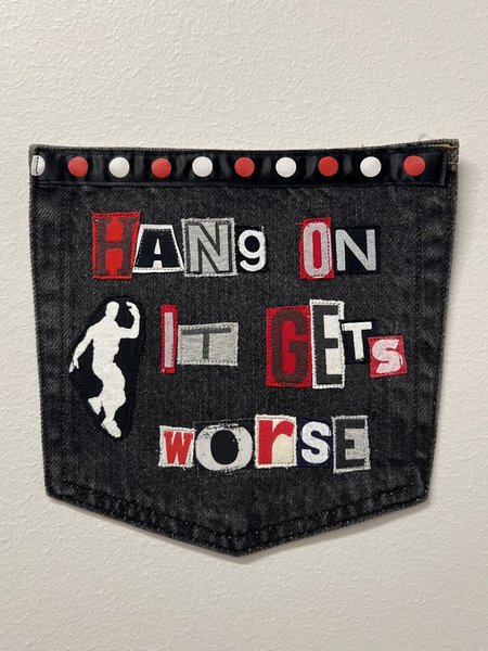 Hang on art collage patch 