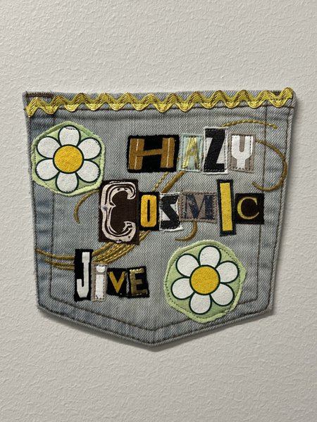 Hazy cosmic jive art collage patch