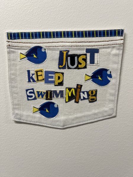 Keep swimming collage patch