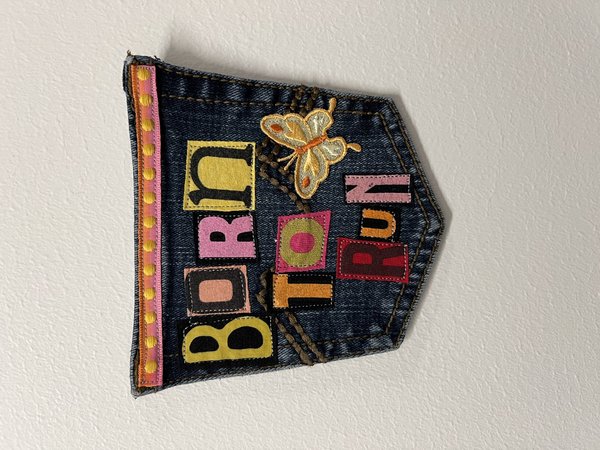 Born to run art collage patch