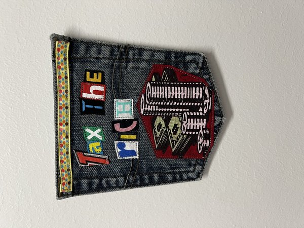 Tax the rich collage patch