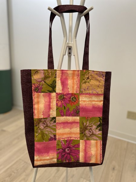 Pink and green scrap market bag