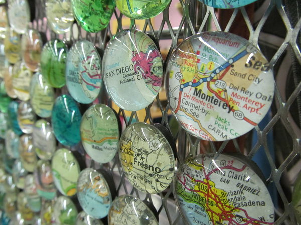 Upcycled map magnets one dozen