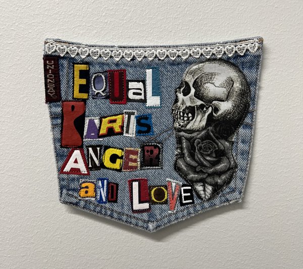 Anger and love art collage patch