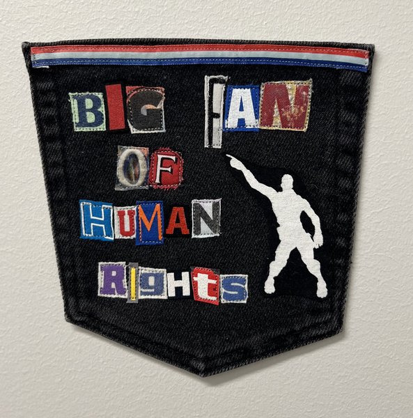 Human rights art collage patch 