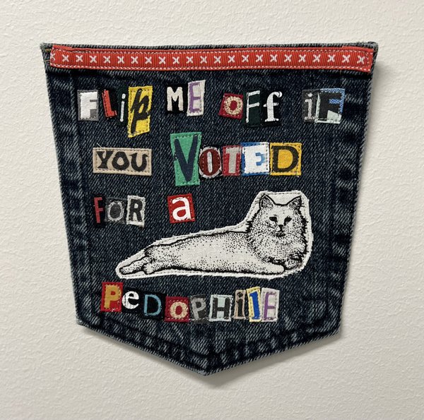 Flip me off art collage patch