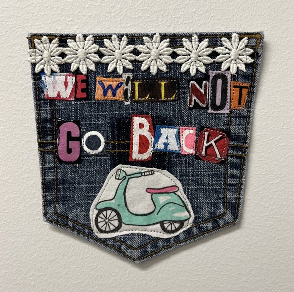 Not go back scooter art collage patch