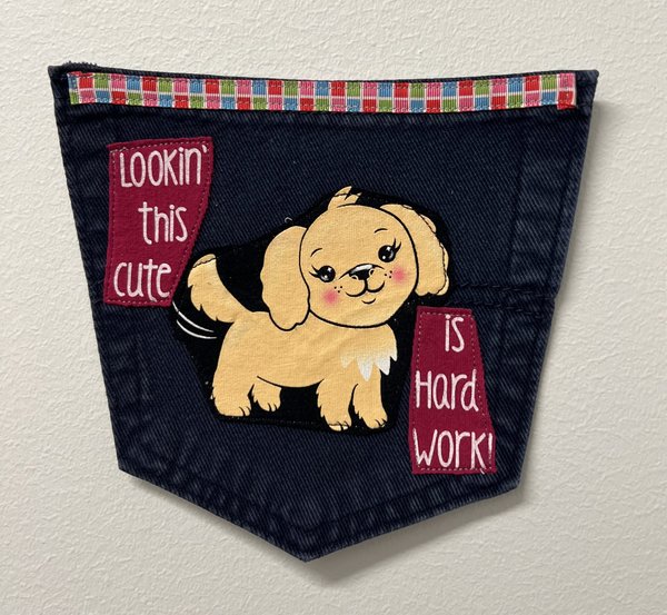 Cute is hard work art collage patch