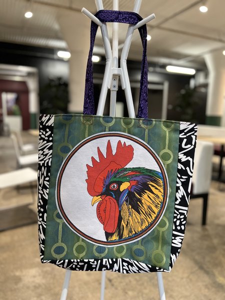 Rooster tshirt market bag