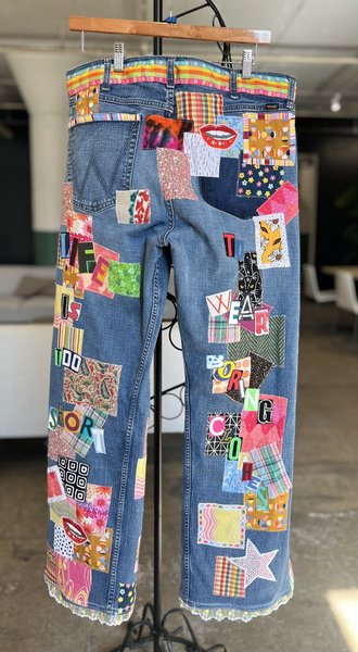 Fast fashion sucks patchwork jeans