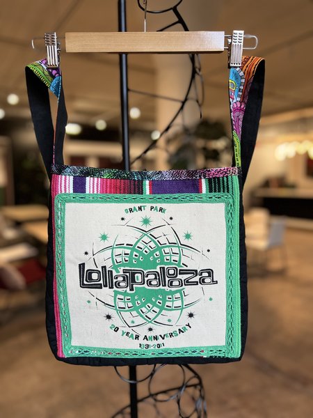 Lollapalooza crossbody bag green upcycled 