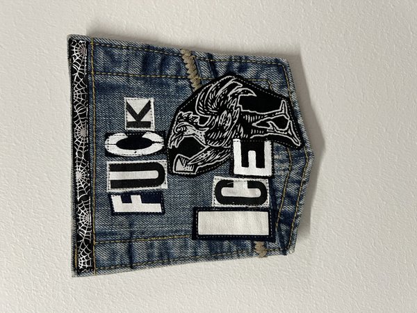 F*ck ICE art collage patch bird