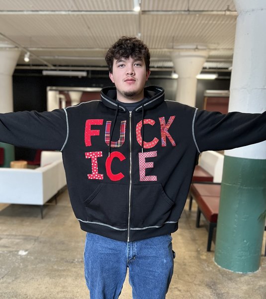 Fuck Ice sweatshirt red and black