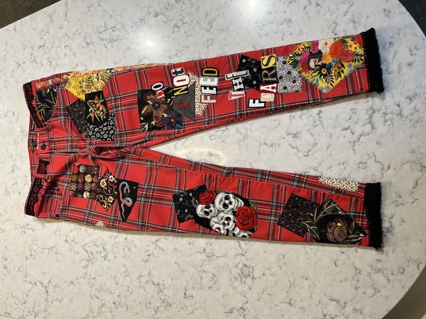 Red plaid fears patchwork upcycled pants