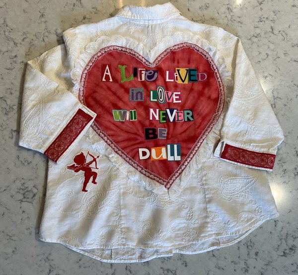 Cupid patchwork upcycled jacket white